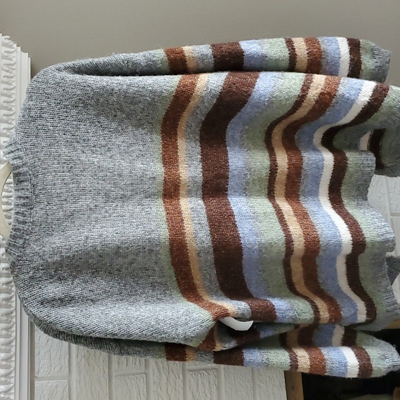 b.young Grey Oversized Byoksana Stripe Wool Blend Preppy Eclectic Cardigan S - Picture 10 of 14